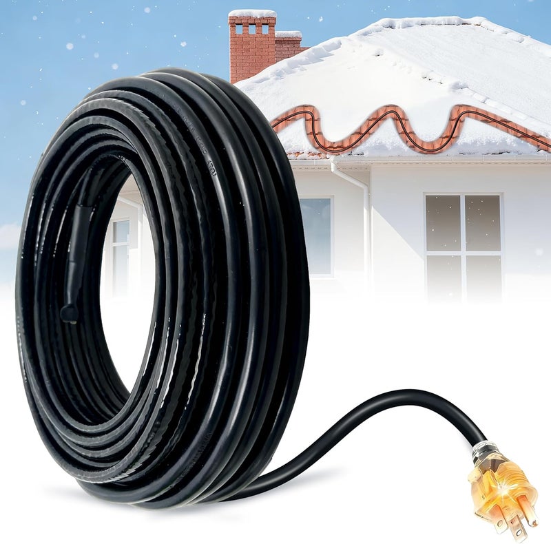 MAXKOSKO Store 75 FT Roof Heat Cable (10FT Cord), Self-Regulating Snow Melt Cable, 7W/Ft 120V Heat Tape for Roof & Gutters, Industrial Grade Gutter Heater Cable with Fluoropolymer Jacket - Image 1